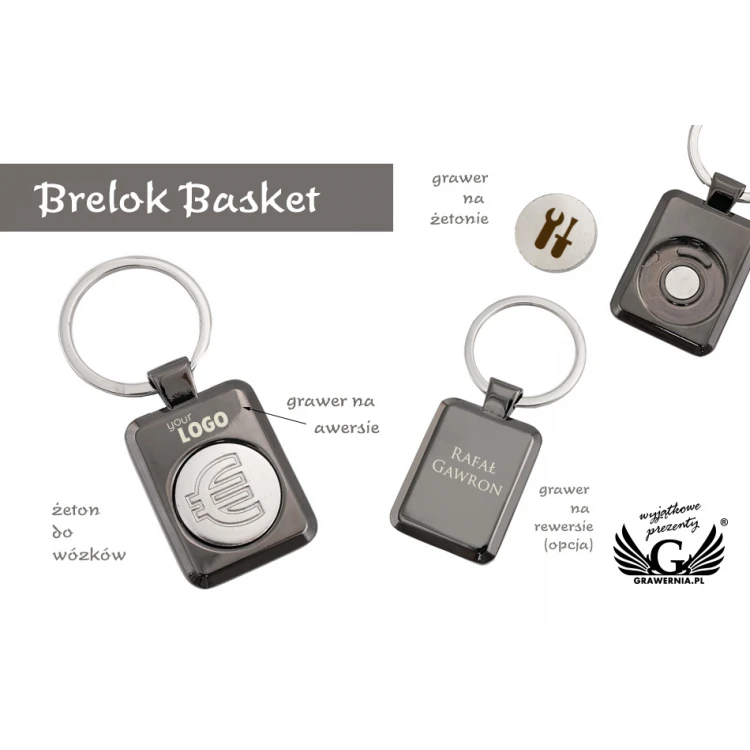 2 in 1 Token Keyring Basket with any engraving - BP117
