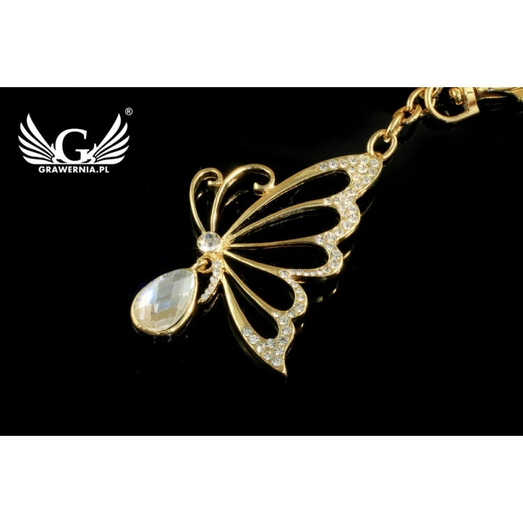 GOLDEN BUTTERFLY KEYCHAIN - with your engraving - BP26