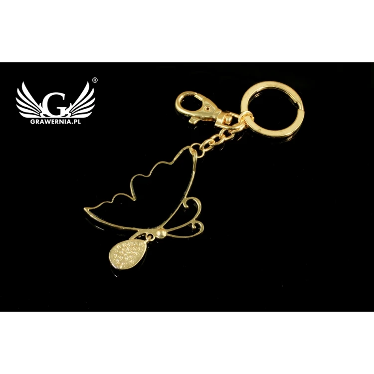 GOLDEN BUTTERFLY KEYCHAIN - with your engraving - BP26