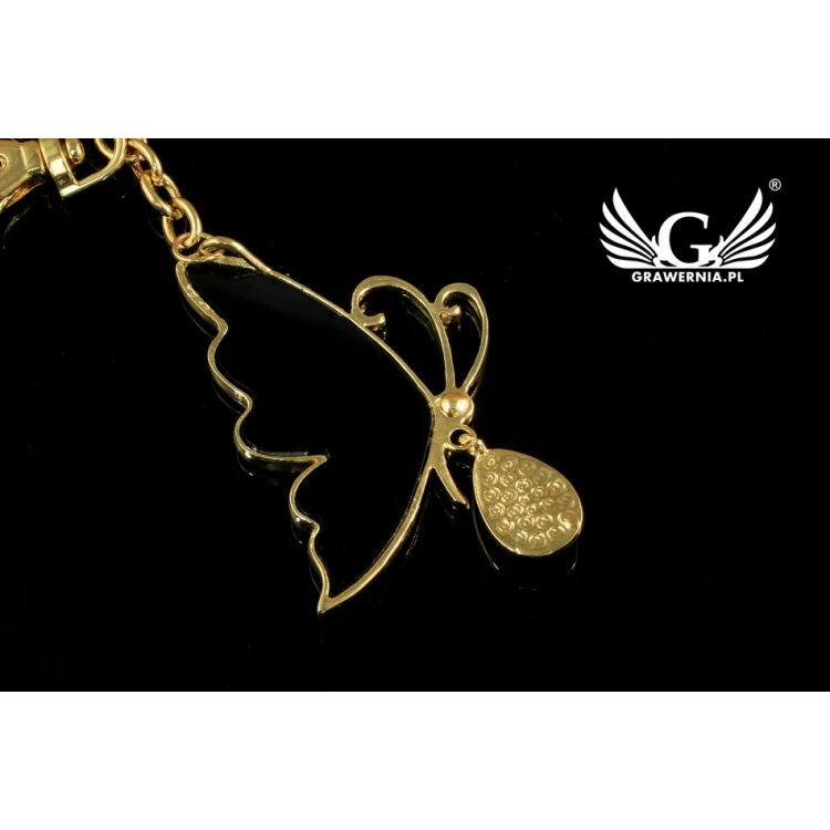GOLDEN BUTTERFLY KEYCHAIN - with your engraving - BP26