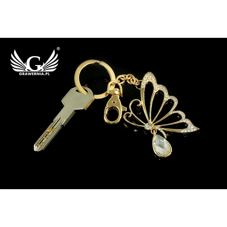 GOLDEN BUTTERFLY KEYCHAIN - with your engraving - BP26