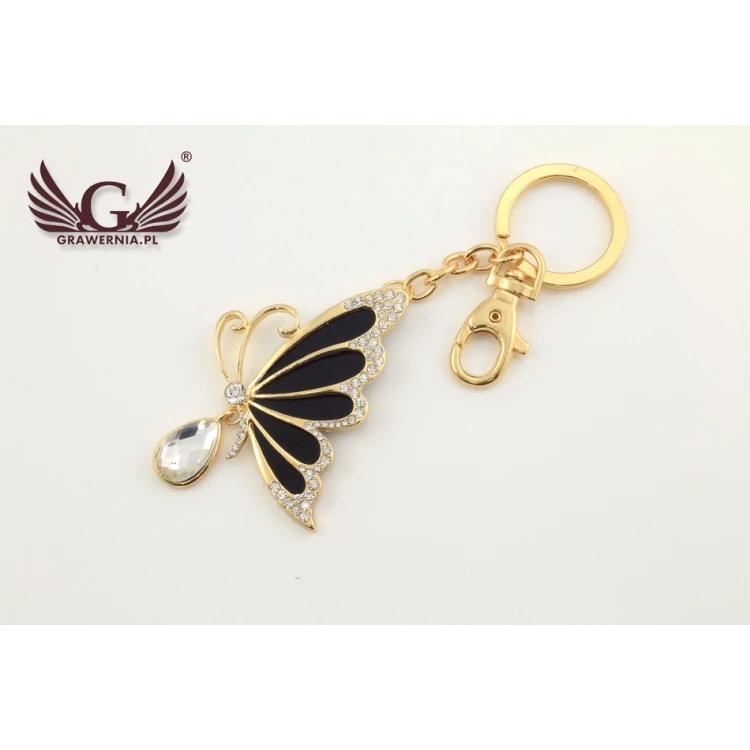 GOLDEN BUTTERFLY KEYCHAIN - with your engraving - BP26