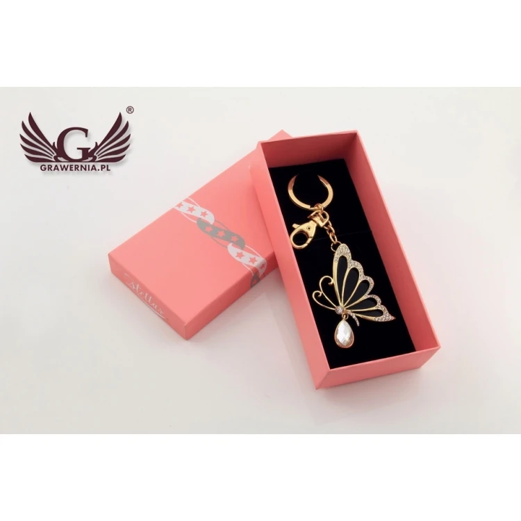 GOLDEN BUTTERFLY KEYCHAIN - with your engraving - BP26