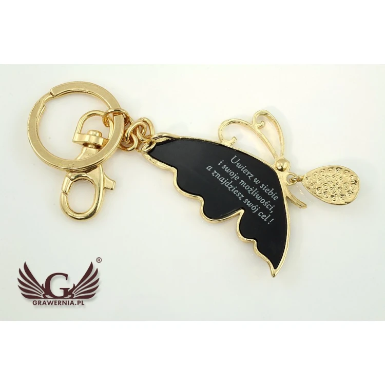 GOLDEN BUTTERFLY KEYCHAIN - with your engraving - BP26