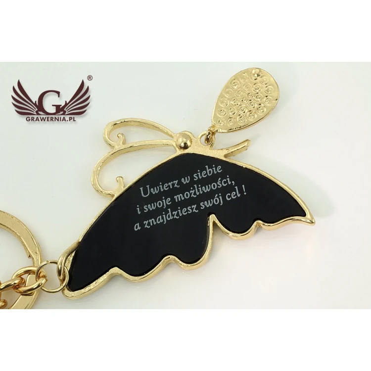 GOLDEN BUTTERFLY KEYCHAIN - with your engraving - BP26