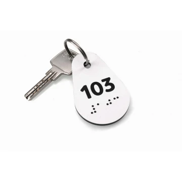 Braille Letter Keychains - White Laminate 3mm - Avila - 67x42mm - BP146