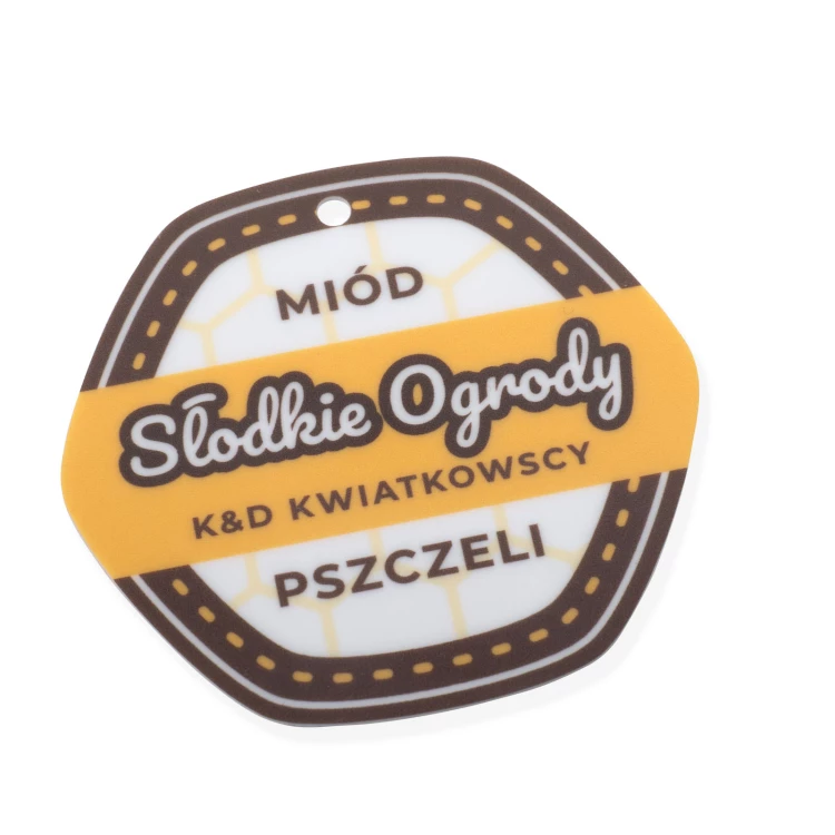 Keychains, pendants, promotional tags with any print - HIPS 1mm material - dimensions 50x47mm - ZAW023