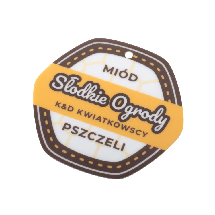 Keychains, pendants, promotional tags with any print - HIPS 1mm material - dimensions 50x47mm - ZAW023