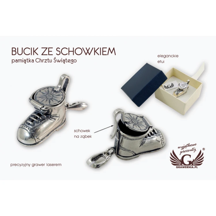 Shoe with Compartment - SILVER - Holy Baptism Souvenir