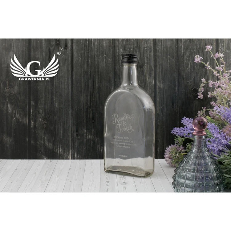 Wedding Bottle for Alcohol - Laser Engraved - 500ml Capacity - BUT005