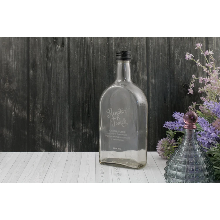 Wedding Bottle for Alcohol - Laser Engraved - 500ml Capacity - BUT005