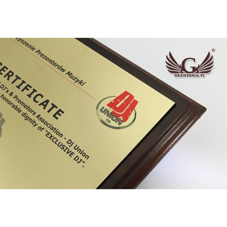 Certificate for DJ MD154 size 25.5x20cm - colorful UV print - DUV024
