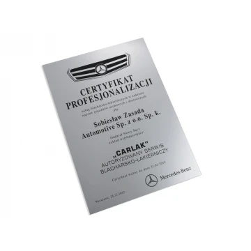 Metallic Certificate on Acrylic Base - A4 Format - Laser Engraved
