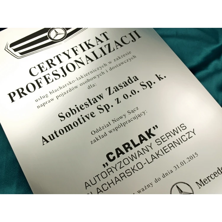 Metallic Certificate on Acrylic Base - A3 Format - Laser Engraved - DS033