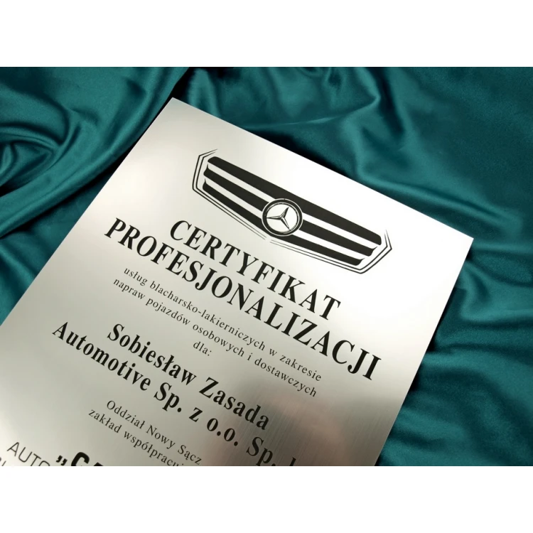 Metallic Certificate on Acrylic Base - A3 Format - Laser Engraved - DS033