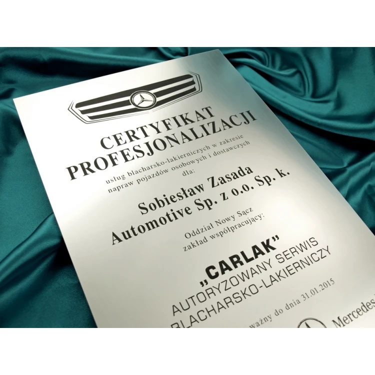 Metallic Certificate on Acrylic Base - A3 Format - Laser Engraved - DS033
