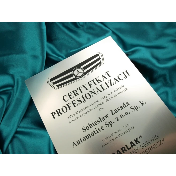 Metallic Certificate on Acrylic Base - A3 Format - Laser Engraved - DS033