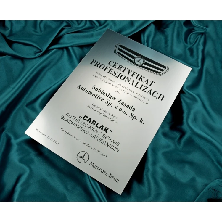 Metallic Certificate on Acrylic Base - A3 Format - Laser Engraved - DS033
