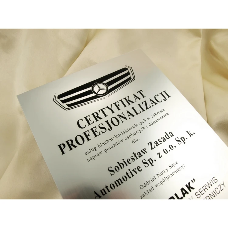 Metallic Certificate on Acrylic Base - A4 Format - Laser Engraved