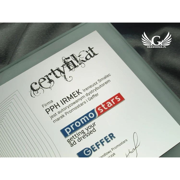 GLASS CERTIFICATE - DSZ038 - horizontal