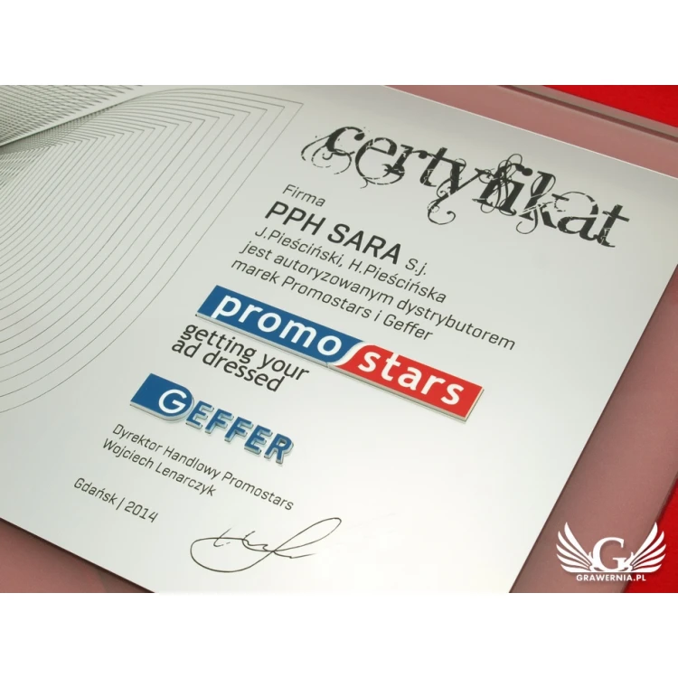 GLASS CERTIFICATE - DSZ038 - horizontal
