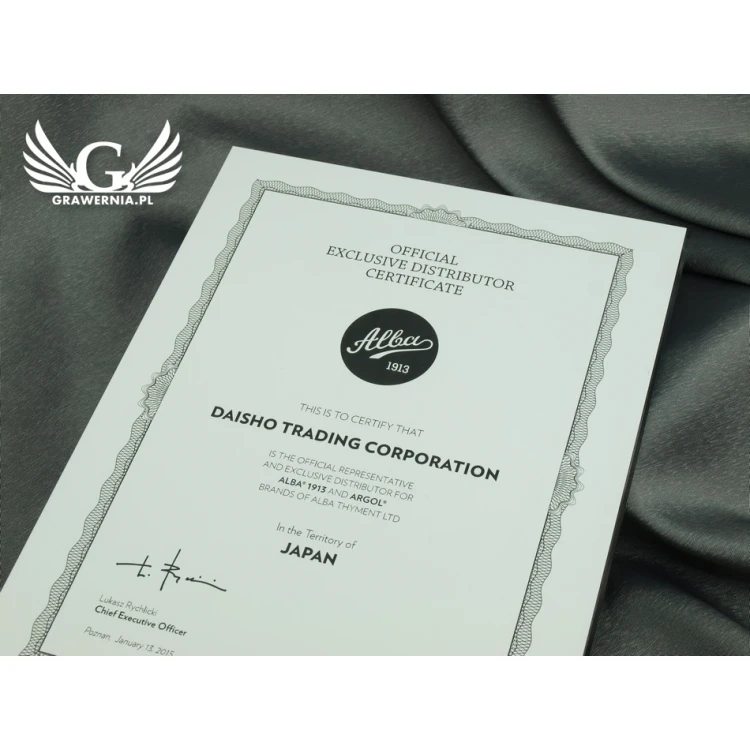 GLASS CERTIFICATE - DSZ039 - vertical