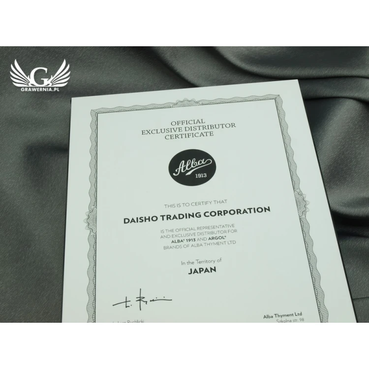 GLASS CERTIFICATE - DSZ039 - vertical