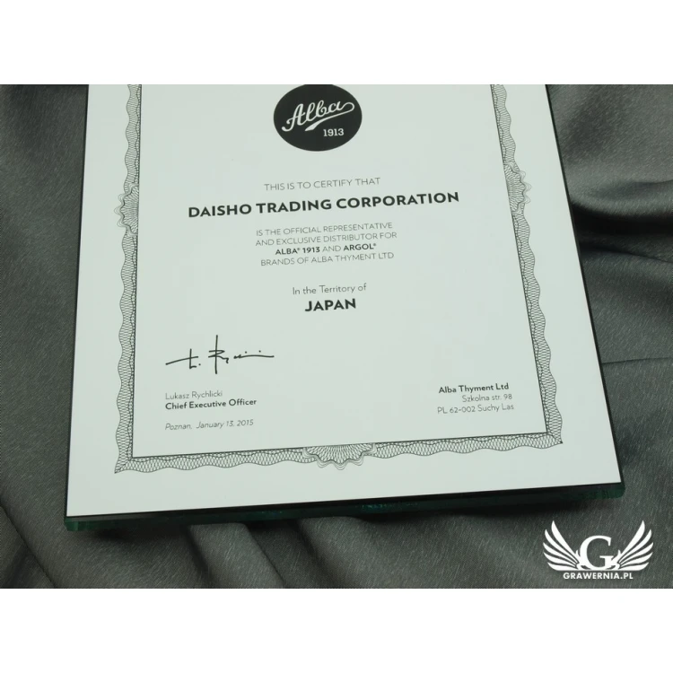 GLASS CERTIFICATE - DSZ039 - vertical