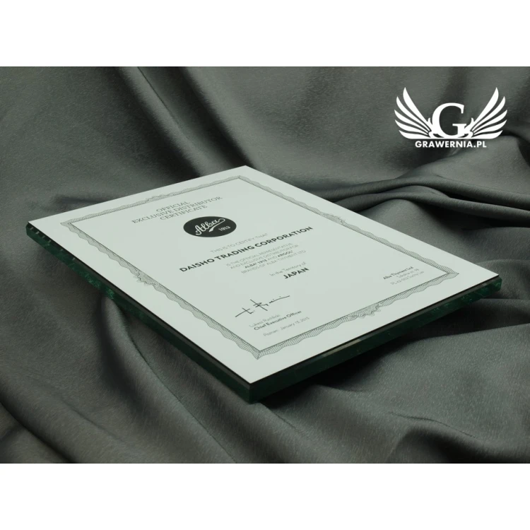 GLASS CERTIFICATE - DSZ039 - vertical