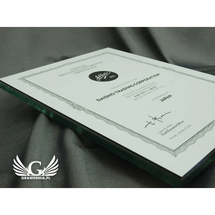 GLASS CERTIFICATE - DSZ039 - vertical