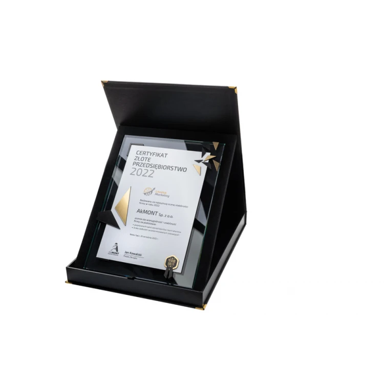 Glass Certificate - Golden Enterprise - Vertical - Colorful UV Print - DUV078