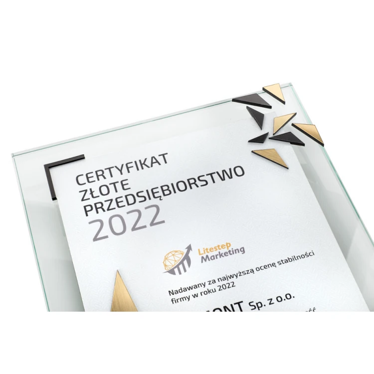 Glass Certificate - Golden Enterprise - Vertical - Colorful UV Print - DUV078