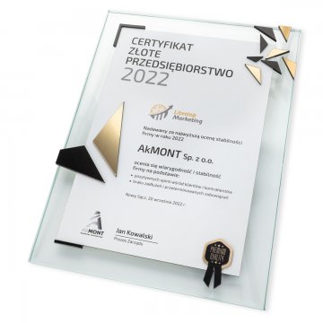 Glass Certificate - Golden Enterprise - Vertical - Colorful UV Print - DUV078