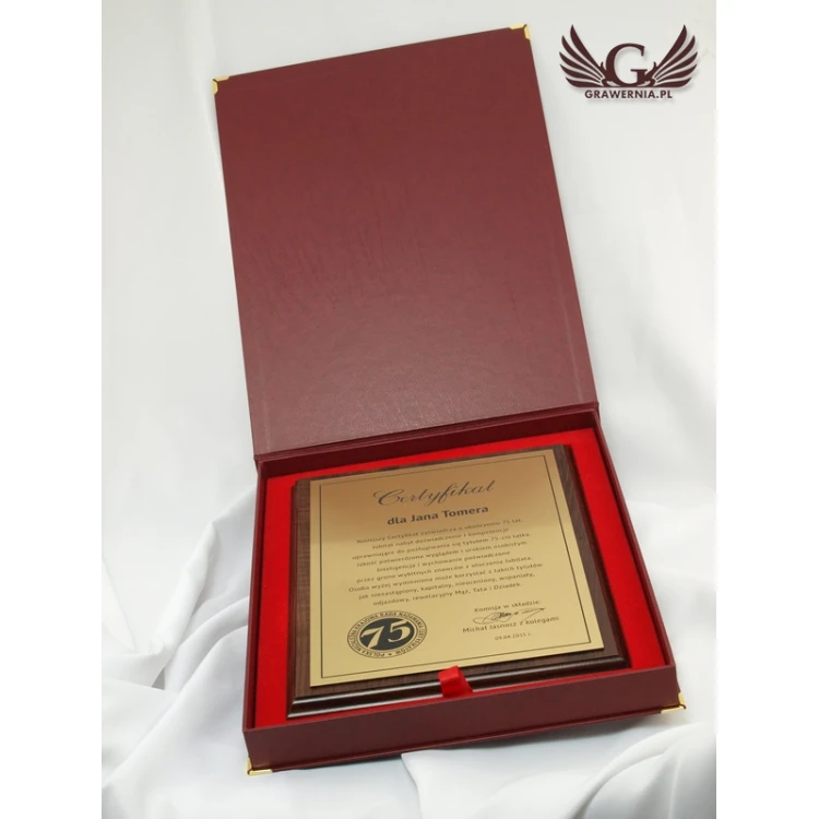 Anniversary Certificate - diploma on a wooden base - DCE006
