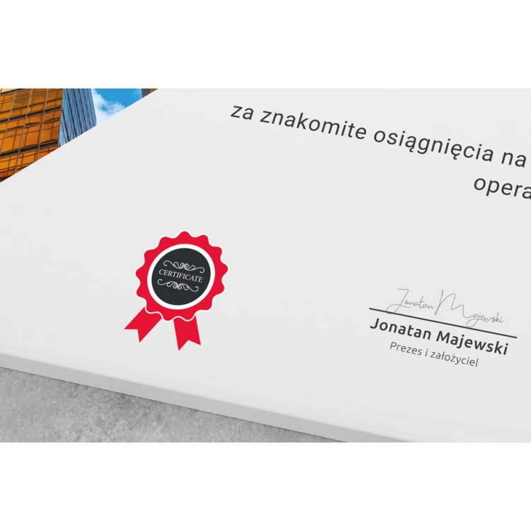Exclusive White Glass Recognition Certificate - dimensions: 400x300mm - DUV066