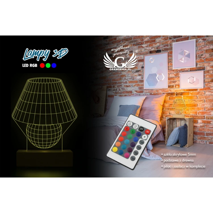 Classic - 3D LED RGB Lamp Controlled by Remote - L3D013