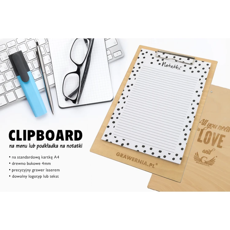 Exclusive A4 Clipboard - Birch Wood - Custom Engraving - CB001