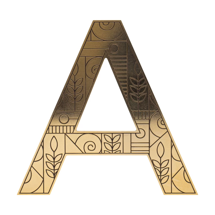 Numbers and letters cut from brass - H 130 mm - CNC114