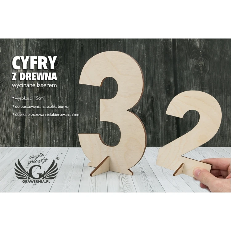 Laser Cut Stand-Up Numbers - 15cm Height - 3mm Birch Plywood - CL007