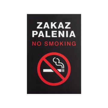 Black No Smoking Sign - UV Print - Size 150x220mm - Z016