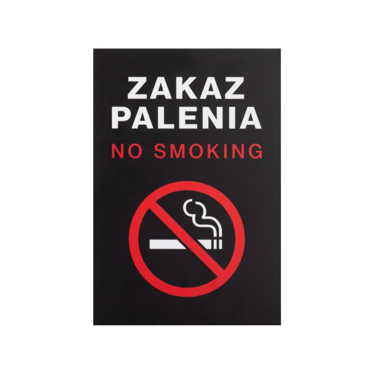 Black No Smoking Sign - UV Print - Size 150x220mm - Z016