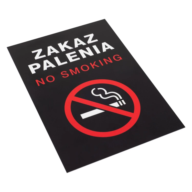Black No Smoking Sign - UV Print - Size 150x220mm - Z016