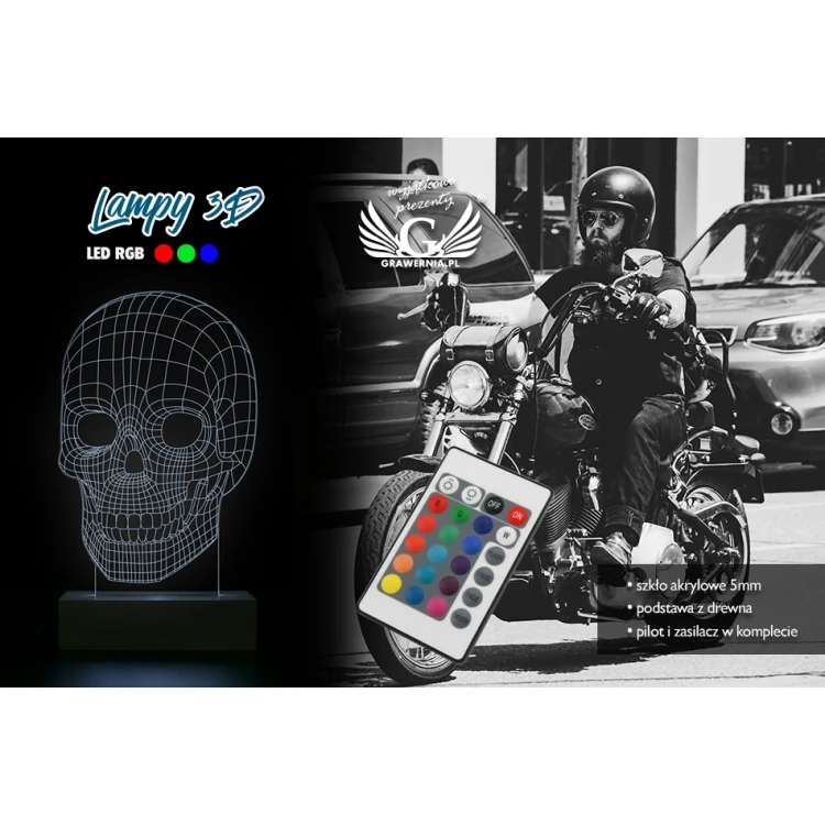 Skull - 3D LED RGB Remote Controlled Lamp - L3D016