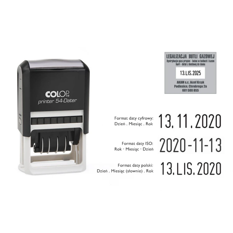 Colop Printer 54 Date Stamp - imprint size: 50x40mm - digital date, Polish or ISO - COL086