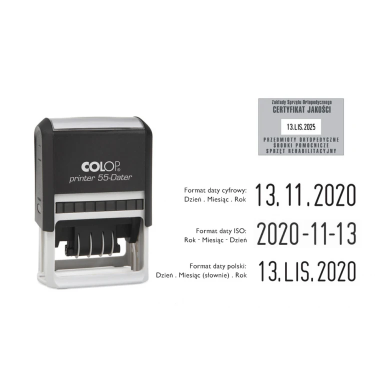 Colop Printer 55 Date Stamp - imprint size: 60x40mm - digital date, Polish or ISO - COL087