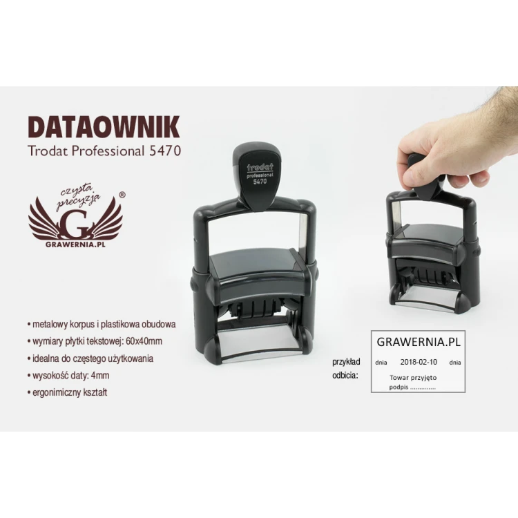 Date stamp with Trodat Professional 5474 imprint - imprint size: 60x40mm - TRD008
