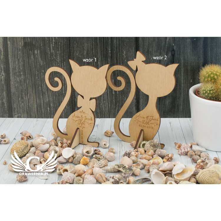 Wedding Table Decorations - Mr and Mrs Cat - Laser Engraved - DEK007