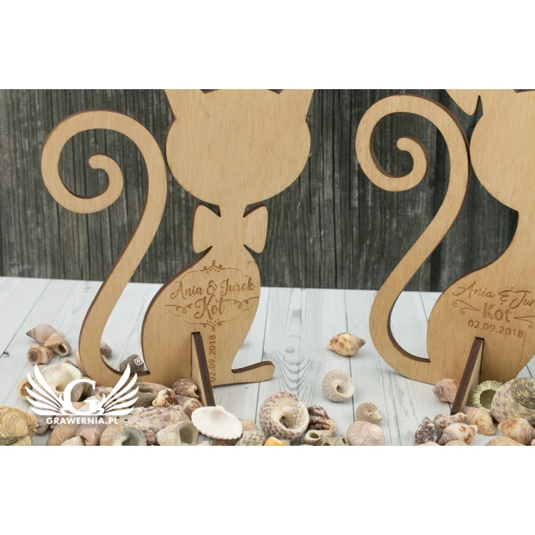 Wedding Table Decorations - Mr and Mrs Cat - Laser Engraved - DEK007