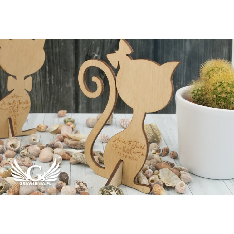 Wedding Table Decorations - Mr and Mrs Cat - Laser Engraved - DEK007
