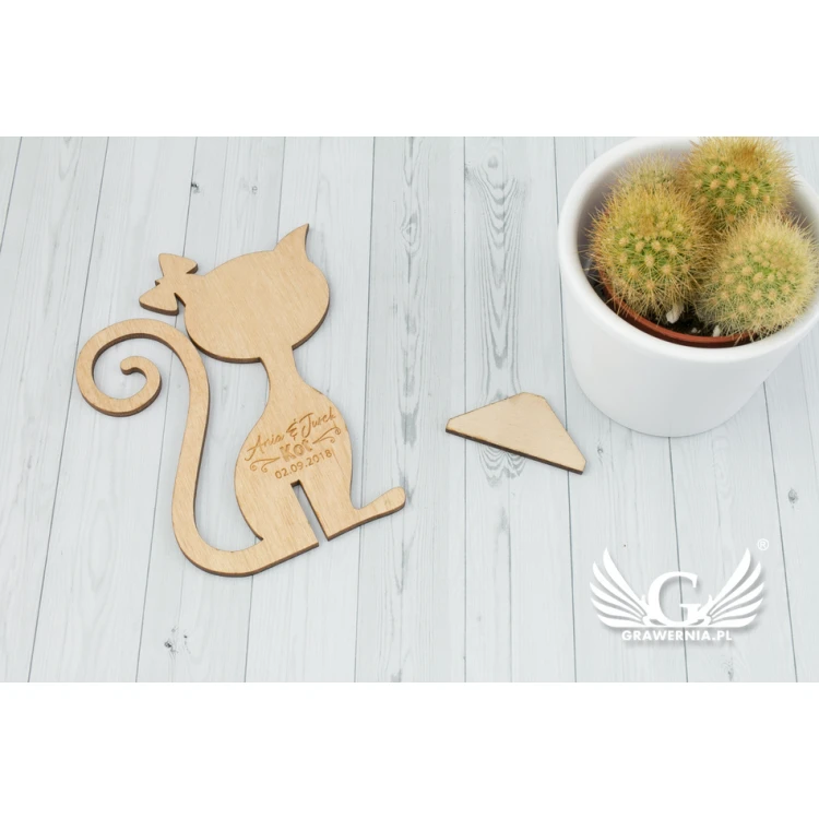 Wedding Table Decorations - Mr and Mrs Cat - Laser Engraved - DEK007
